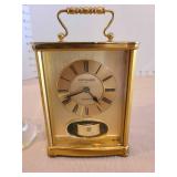Galileo glass tube thermometer, 13in tall and brass Wittnauer quartz carriage clock