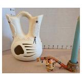 Vintage Southwest Decor Set - Wedding vase and Native American candle holder