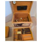 Vintage style elephant world map cigar humidor with Ashton Coronas cigar box