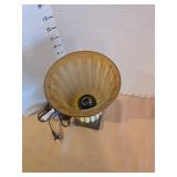 Vintage art deco table lamp with amber glass shade, 11in tall