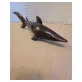 Handcrafted wooden shark sculpture, 18in wide, beautiful piece