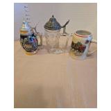 Vintage Beer Stein Collection with Budweiser Clydesdale Mug