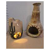 Vintage ceramic decorative lantern and chiminea 12in tall