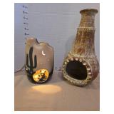 Vintage ceramic decorative lantern and chiminea 12in tall
