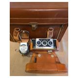 Vintage Stereo Camera Set with Argus Light Meter and Leather Case