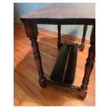Iron and glass side table 16x17x11 and wooden with lower magazine rack is 17x22x12