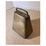 Early 1900s Brass Cow Bell, 6.5in tall