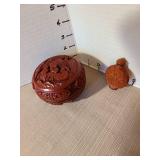 Chinese Carved Cinnabar Lacquer Box and Snuff Bottle