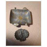 Vintage Art Nouveau brass ring dish and pewter/brass inlay bowl