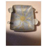 Vintage Art Nouveau brass ring dish and pewter/brass inlay bowl