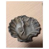 Vintage Art Nouveau brass ring dish and pewter/brass inlay bowl