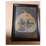 Vintage Chinese original painting on leaf skeleton, in 5x7 frame