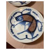 Two Antique Imperial Waters Qing Dynasty blue and white carp porcelain bowls