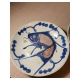 Two Antique Imperial Waters Qing Dynasty blue and white carp porcelain bowls