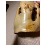 Vintage Chinese carved soapstone vase with floral design and crane bird figurine