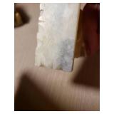 Vintage Chinese carved soapstone vase with floral design and crane bird figurine