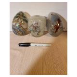 Vintage Chinese hand painted eggs and vase using reverse/inside painting technique