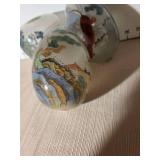 Vintage Chinese hand painted eggs and vase using reverse/inside painting technique