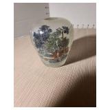Vintage Chinese hand painted eggs and vase using reverse/inside painting technique