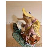 Oriental hand-painted fisherman porcelain figurine