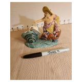 Oriental hand-painted fisherman porcelain figurine