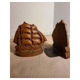 Vintage USS Constitution Ship bookends made from Syroco