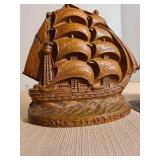 Vintage USS Constitution Ship bookends made from Syroco