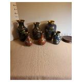 Cloisonne vases of various eras.