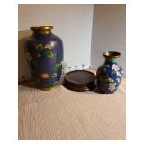 Cloisonne vases of various eras.