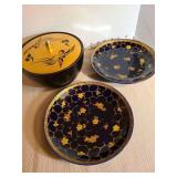 Japanese Lacquerware Bowl with lid and 2  Satsuma plates