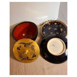 Japanese Lacquerware Bowl with lid and 2  Satsuma plates