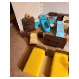 Vintage Plasco doll furniture, large lot, two table legs are broken off and missing.