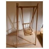 Antique small doll swing, 17in tall, and miniatures, some very old