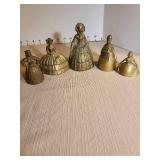 Victorian Era Brass Bell Figurines Collection, total of 5. Tallest is 5in.