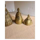 Victorian Era Brass Bell Figurines Collection, total of 5. Tallest is 5in.