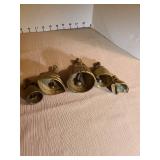 Victorian Era Brass Bell Figurines Collection, total of 5. Tallest is 5in.