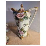 Beautiful antique Nippon chocolate pot pitcher with lid, cups, saucers, excellent condition