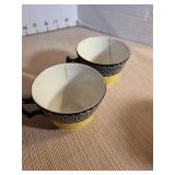 Elizabethan Bursley English tea set - yellow and black pattern, 3 cups show damage