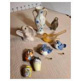 Japanese ceramic, brass, Otagiri, Westmoreland bird collection, miniature vases Dragonware, Moriage