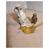 Japanese ceramic, brass, Otagiri, Westmoreland bird collection, miniature vases Dragonware, Moriage