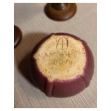 Pair of handmade wooden goblets and small Van Briggle pot