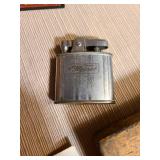 Vintage Italian Florentine ashtray, Ronson Whirlwind lighter engraved Ilene, old framed pictures