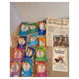TY Beanie Babies in packages, 1-12, The Beanie Baby Handbook, Wichita Eagle newspaper article dated 9/29/97