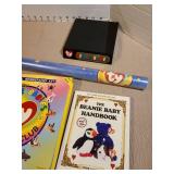 TY Beanie Babies membership case unopened, membership kit, wrapping paper, also unopened, and more