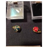 Sterling silver and enamel Russian egg pendents, total of four