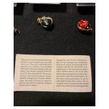 Sterling silver and enamel Russian egg pendents, total of four