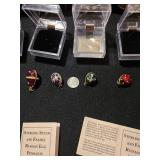 Sterling silver and enamel Russian egg pendents, total of four