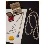 Jewelry, including Baltic Amber, Scrimshaw, Onyx cufflinks and tie tack