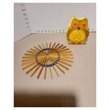 Vintage lucite owl napkin holder and popsicle stick trivet