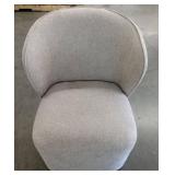 Modern Curved Accent Rolling Chair in Light Gray Linen